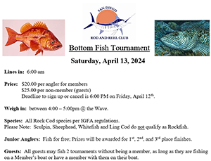 Our Next Event: Bottom Fish Tournament